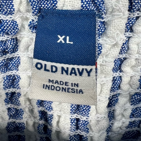 Old Navy Midi Dress Womens XL Blue White Stripe SundressSmock Back Linen Blend - Picture 10 of 13